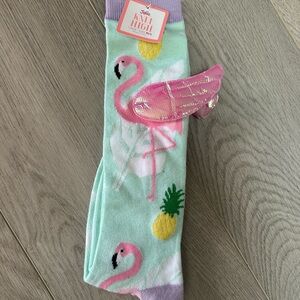 Justice Flamingo and Pineapple Knee High Socks - Pink and Green